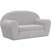 vidaXL Canapé-lit pour enfants 2 places Gris clair Peluche douce