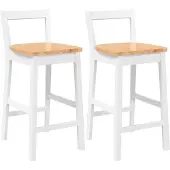 vidaXL Tabouret de bar 2 pcs. Blanc Bois massif Hévéa