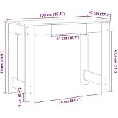 vidaXL Bureau chêne sonoma 100x45x75 cm bois d'ingénierie