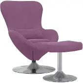 VD Home Furnishing Tabouret œuf avec repose-pieds en velours violet