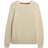 Superdry pour femme. W6110672A Pull décontracté en tricot côtelé beige (XS), Casuel, Coton