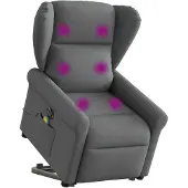 vidaXL Fauteuil de massage électrique avec releveur Tissu gris foncé