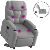 vidaXL Fauteuil de massage électrique avec releveur Tissu gris clair