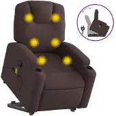 vidaXL Fauteuil de massage avec releveur Tissu marron foncé
