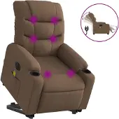 vidaXL Fauteuil de massage électrique avec releveur Marron Tissu