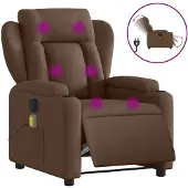 vidaXL Fauteuil de massage électrique Marron Tissu