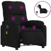 vidaXL Fauteuil de massage électrique noir tissu microfibre