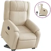 vidaXL Fauteuil relax avec releveur Crème Tissu