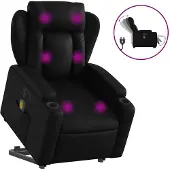 vidaXL Fauteuil de massage avec releveur électrique noir similicuir