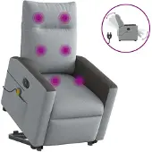 vidaXL Fauteuil de massage électrique avec releveur Tissu gris clair
