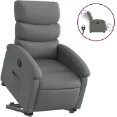 vidaXL Fauteuil relax avec releveur électrique Tissu gris foncé