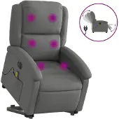 vidaXL Fauteuil de massage électrique avec releveur Tissu gris foncé