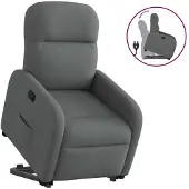 vidaXL Fauteuil relax avec releveur Gris foncé Tissu