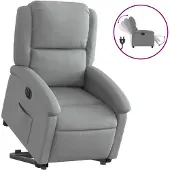 vidaXL Fauteuil relax avec releveur électrique Gris clair Tissu