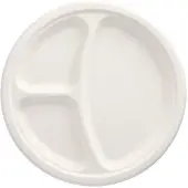 Papstar 50 assiettes, canne à sucre "pure" 3 compartiments Ø 26 cm - 2 cm blanc (50x)