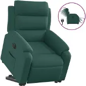 vidaXL Fauteuil relax avec releveur électrique Vert foncé Tissu