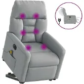 vidaXL Fauteuil de massage électrique avec releveur Tissu gris clair