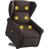 vidaXL Fauteuil de massage avec releveur Tissu marron foncé