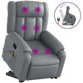 vidaXL Fauteuil de massage avec releveur Gris Similicuir