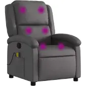 vidaXL Fauteuil de massage gris cuir véritable