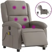 vidaXL Fauteuil de massage électrique Taupe Tissu