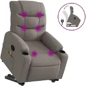 vidaXL Fauteuil de massage avec releveur Taupe Tissu