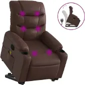 vidaXL Fauteuil de massage avec releveur Marron Similicuir