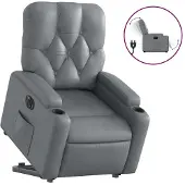 vidaXL Fauteuil relax releveur électrique gris similicuir
