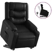 vidaXL Fauteuil relax avec releveur Noir Similicuir
