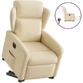 vidaXL Fauteuil relax avec releveur électrique Crème Tissu