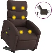 vidaXL Fauteuil de massage électrique avec releveur Tissu marron foncé