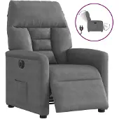 vidaXL Fauteuil relax Électrique Gris foncé Tissu microfibre