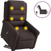 vidaXL Fauteuil de massage électrique avec releveur Tissu marron foncé