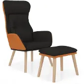 vidaXL Fauteuil relax avec pouf Noir Similicuir & Tissu