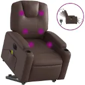 vidaXL Fauteuil de massage avec releveur électrique brun similicuir