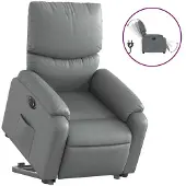 vidaXL Fauteuil relax releveur électrique gris similicuir
