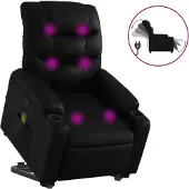 vidaXL Fauteuil de massage avec releveur électrique noir similicuir