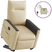 vidaXL Fauteuil relax avec releveur électrique Crème Tissu