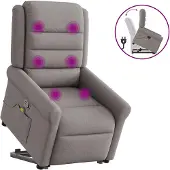vidaXL Fauteuil de massage avec releveur Taupe Tissu
