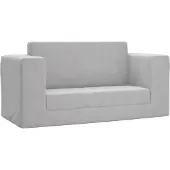 vidaXL Canapé-lit pour enfants 2 places Gris clair Peluche douce