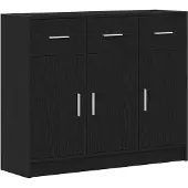 vidaXL Buffet en chêne noir 91 x 28 x 75 cm, aggloméré