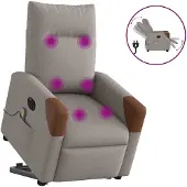 vidaXL Fauteuil de massage électrique avec releveur Taupe Tissu
