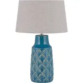 Beliani Lampe de table en céramique bleue avec abat-jour gris 55 cm lampe de nuit design