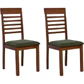 Beliani Ensemble de 2 chaises de salle à manger vertes rembourrées polyester caoutchouc foncé bois cuisine salle à manger