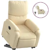 vidaXL Fauteuil relax avec releveur électrique Crème Tissu