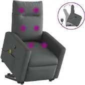 vidaXL Fauteuil de massage avec releveur Tissu gris foncé