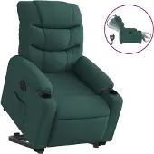 vidaXL Fauteuil relax avec releveur électrique Vert foncé Tissu