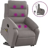 vidaXL Fauteuil de massage avec releveur Taupe Tissu