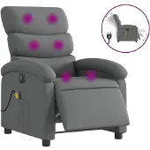 vidaXL Fauteuil inclinable de massage électrique gris foncé tissu