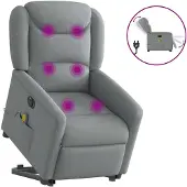 vidaXL Fauteuil de massage électrique avec releveur Tissu gris clair